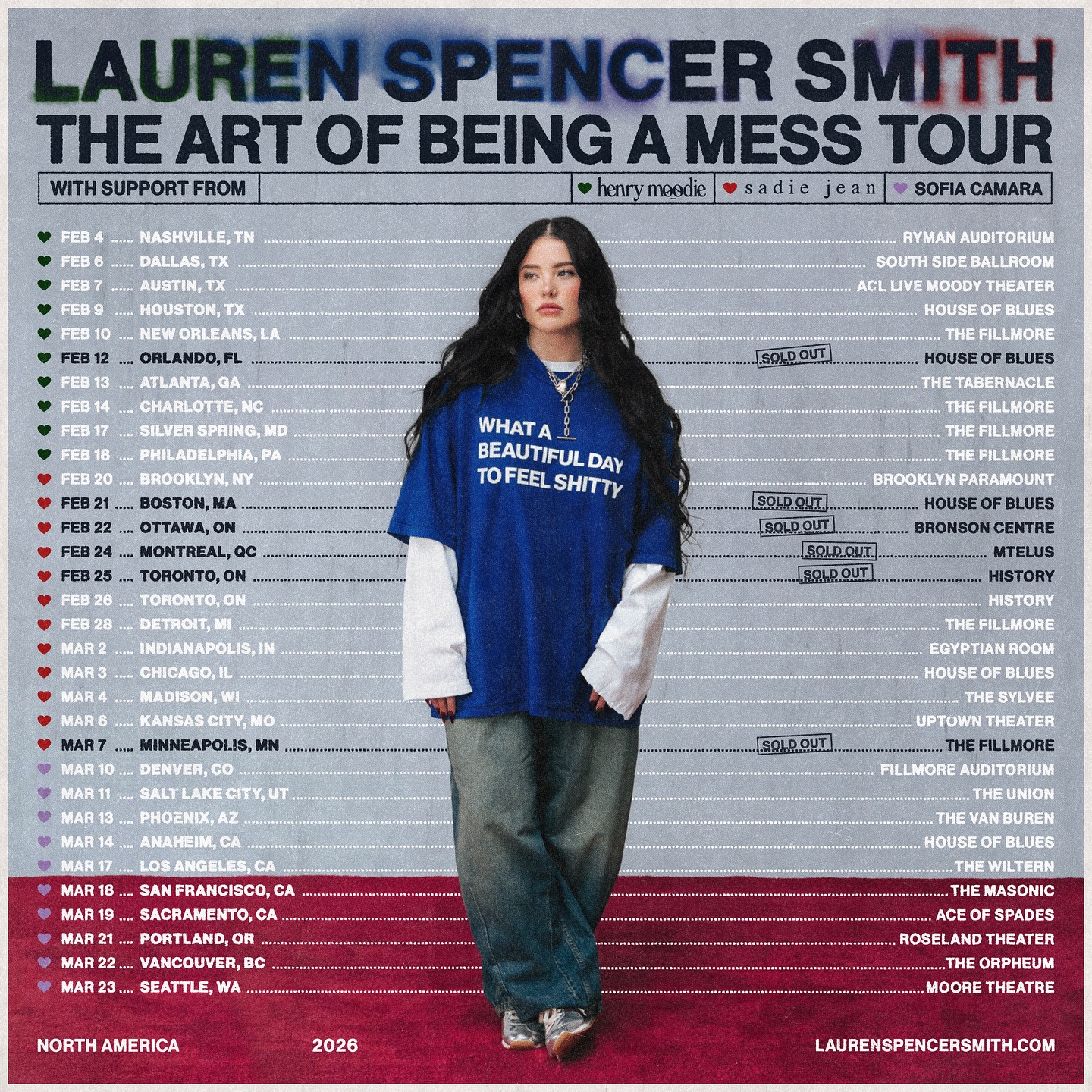 Sofia Camara THE ART OF BEING A MESS TOUR Tour Poster 2026